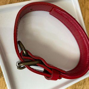 RED FULL GRAIN LEATHER SMALL DOG COLLAR BY LOGICAL LEATHER- 16LC-RD